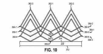 Patent drawing detailing Microsoft's solution to prevent display creases