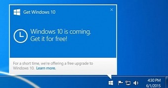 Notifications displayed by Get Windows 10 app