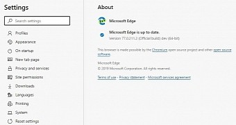 The new version of Microsoft Edge Dev
