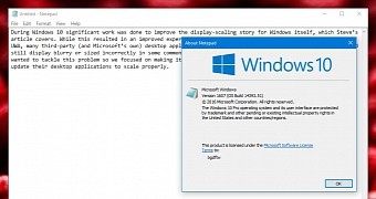 Notepad in Windows 10 Anniversary Update