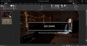 PowerPoint with a dark theme