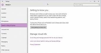 By defualt, Windows 10 collects info such as contacts, calendar events, speech, and typing history