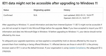 New IE11 bug in Windows 11