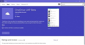 OneDrive universal app beta in the store