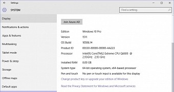 Windows 10 November Update version info