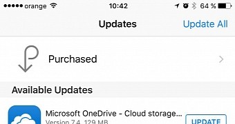 OneDrive update in the App Store on iOS