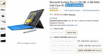 Surface Pro 4 listed as 2015 model on Amazon