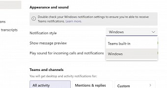 Native notifications in Teams for Windows