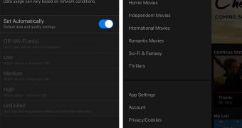 iOS and Android settings for Netflix app