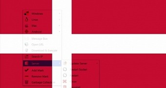 Denmark flag superimposed over a screenshot of Adwind RAT 5.0 (JSocket)