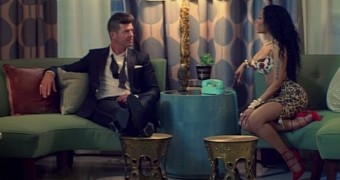 Robin Thicke and Nicki Minaj in the official music video for “Back Together”