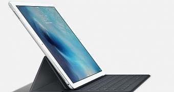 The new iPad Pro can also be used with a keyboard for easy document editing
