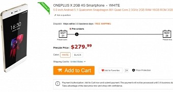 OnePlus X 3GB store page at GearBest