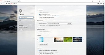 Opera 35's simple settings page