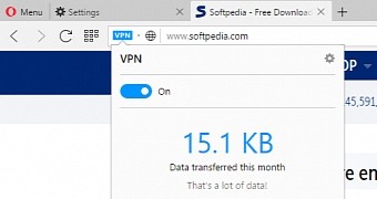 Surfing the Web using Opera 38's built-in VPN
