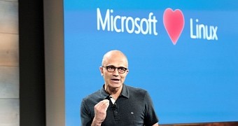 CEO Satya Nadella discussing how Microsoft loves Linux