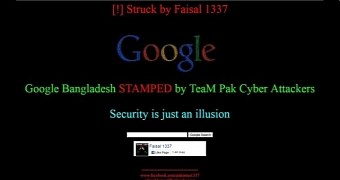 The message posted by hackers on Google's page