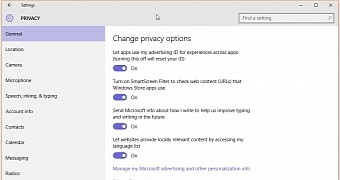 Some of the privacy options in Windows 10