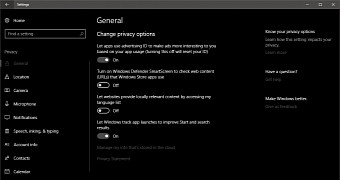Privacy settings in Windows 10 Creators Update