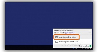 Open Google Drive folder to sync files and folders