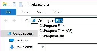 Auto completion in File Explorer