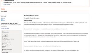 "Target Elimination Specialist" Job Post, Code 007, Snuck into UK Gov Site