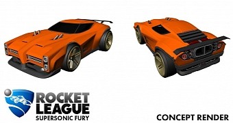 One of the new DLC cars comign to Rocket League
