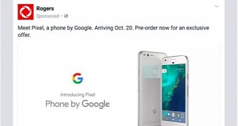Rogers ad says pre-orders for Pixel phones will start on October 20