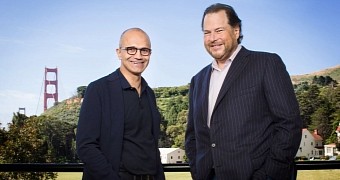 Microsoft CEO Satya Nadella and Salesforce CEO Marc Benioff