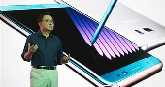 Head of Samsung Mobile Koh Dong-jin at the Note 7 unveiling in Seoul