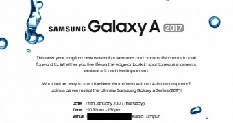 Samsung Galaxy A 2017 media invitation
