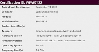 Wi-Fi certification for Galaxy Grand Prime+