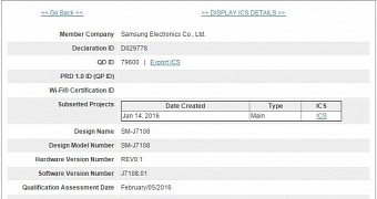 Samsung Galaxy J7 (2016) certification