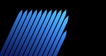 Galaxy Note 7 wallpaper with S Pen design in blue