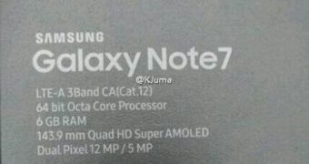 Leaked image of Galaxy Note 7 with 6GB of RAM retail box