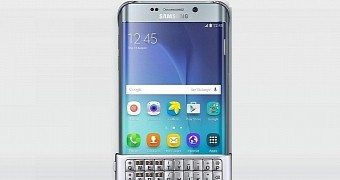 Samsung Galaxy S6 edge+ with a physical keyboard