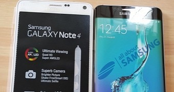 Samsung Galaxy S6 edge+ next to the Galaxy Note 4