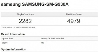 Samsung Galaxy S7 benchmark results