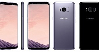 Galaxy S8 in Orchid Gray and Black Sky