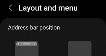 New address bar location in Samsung's browser