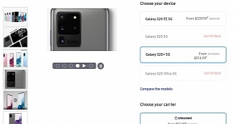 Samsung Galaxy S20 is currently out of stock at Samsung's online store