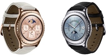 The gold and the platinum versions of the Gear S2