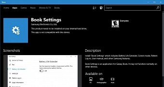 Book Settings app in the Windows Store