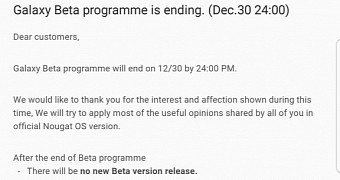Android Nougat beta program notice