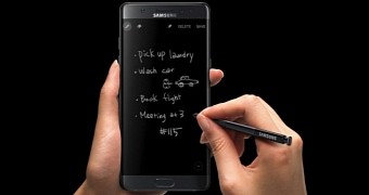 Text sample written with the S Pen on a Galaxy Note 7