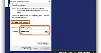 Set the Wi-Fi name and password to create a hotspot using Wi-Fi Hotspot