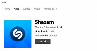 Shazam in the Windows Store