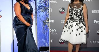 Shonda Rhimes before and after losing 117 pounds (53 kg), the old-fashioned way