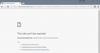 This is the error that users are seeing when trying to load a Microsoft website with Chrome