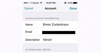 Yahoo iOS app doesn't include a function to change the account password